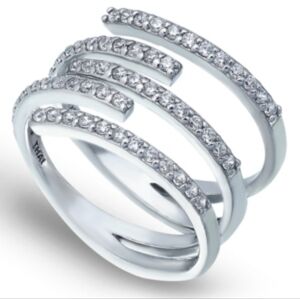 Macy's Cubic Zirconia 5 Row Bypass Ring in Silver Plate & 18k Gold Plate ✨️ NWT